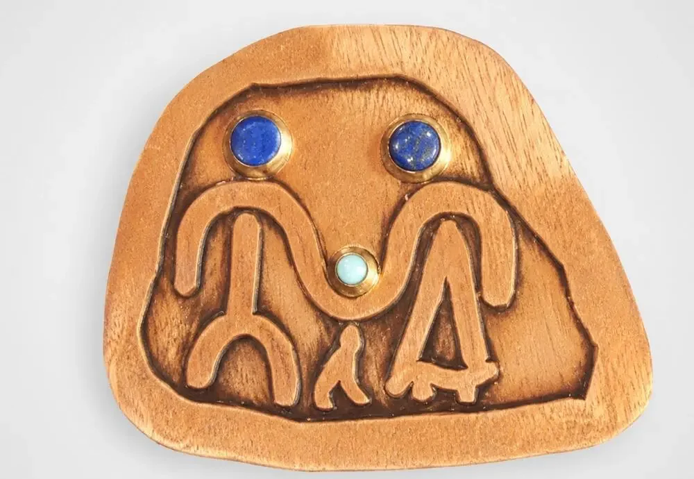 Copper Family Pin Brooch Lapis Turquoise Stone 1.25
